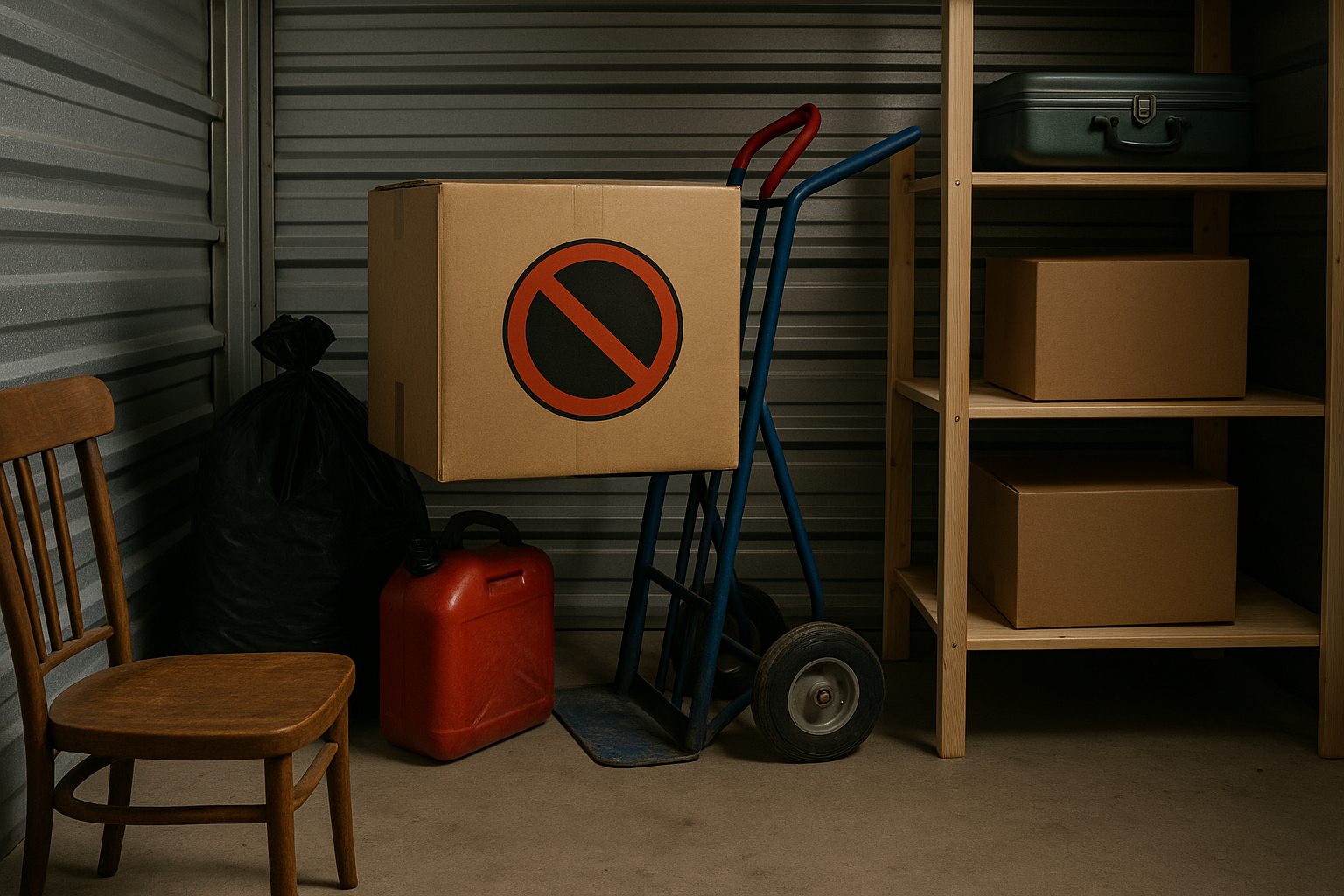Various items that should not be stored in storage units